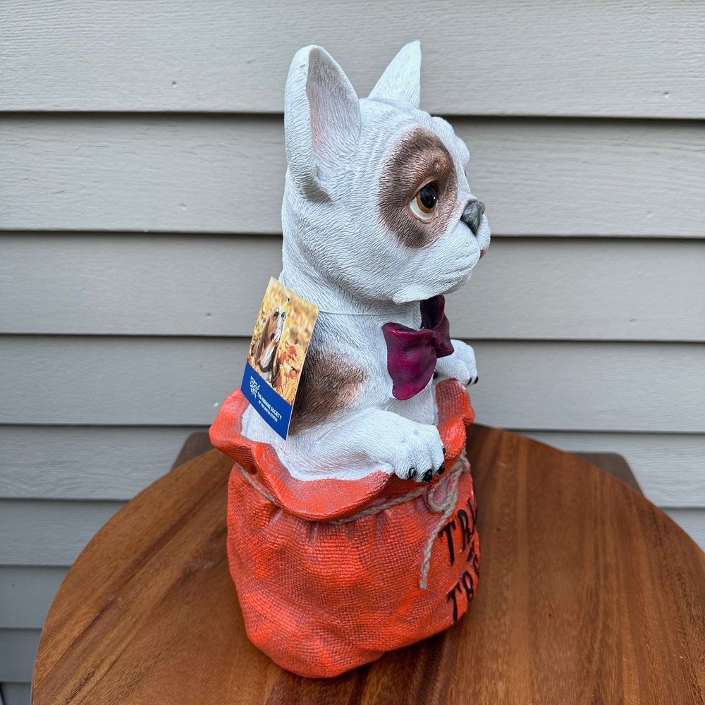 Humane Society French Bulldog Halloween Trick or Treat Sack Figurine 14in White - Picture 2 of 14